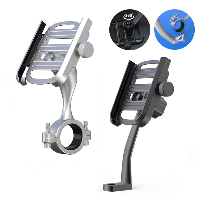 Aluminum Alloy Motorcycle Bike Phone Holder GPS Bracket Mount Clip Support Moto Mirro Handlebar Mount for Huawei Xiaomi iPhone