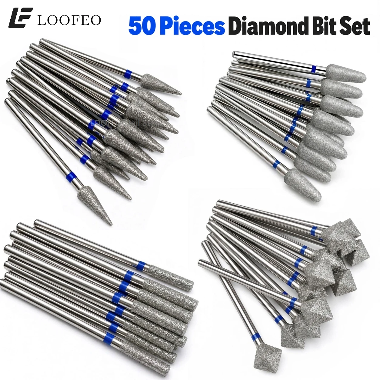 50PCS Diamond Nail Drill Bits Set Electric Nail File Bits Milling Cutter for Manicure Pedicure Cuticle Burrs Removal Accessories
