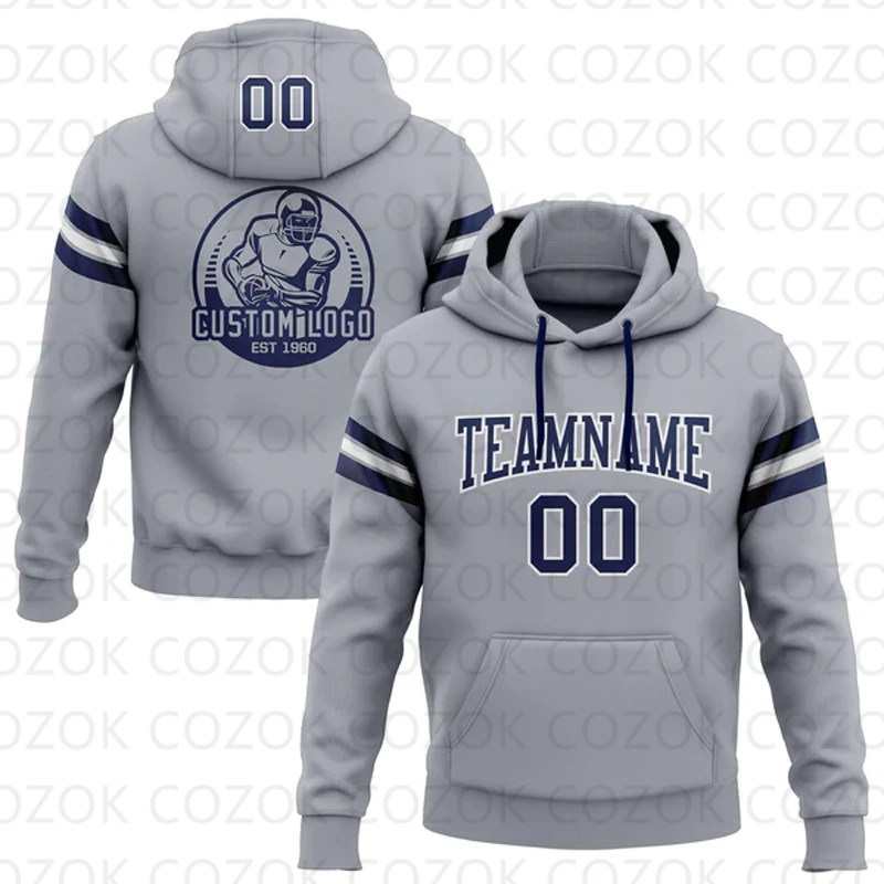 Customized Hoodie Gray Blue Jersey 3D Printed  Unisex Pullovers Hoodie Casual Sweatshirts