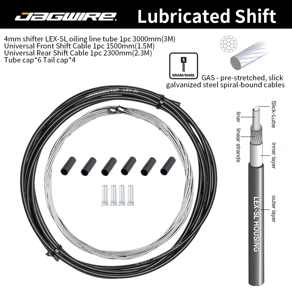 JAGWIRE Fahrrad-Schaltkabelgehäuse, geschmiert, Schaltkabel, Draht, Rohr, 4 mm, Mountainbike, Rennrad, universelles Zubehör