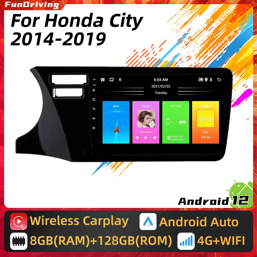 

Автомагнитола для Honda City 2014 - 2019 2 Din Android стерео Мультимедийный Плеер 4G навигация Carplay Авторадио GPS авто