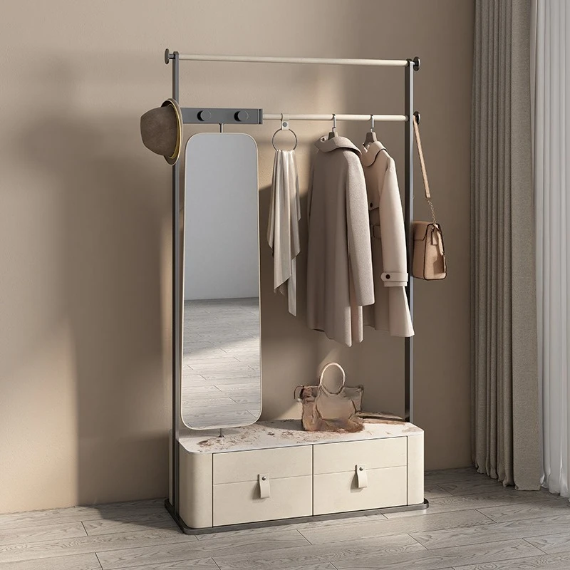 

Stainless Steel Rock Slab Floor-to-ceiling Creative Hanger Italian Minimalist Bedroom Coat Rack Belt