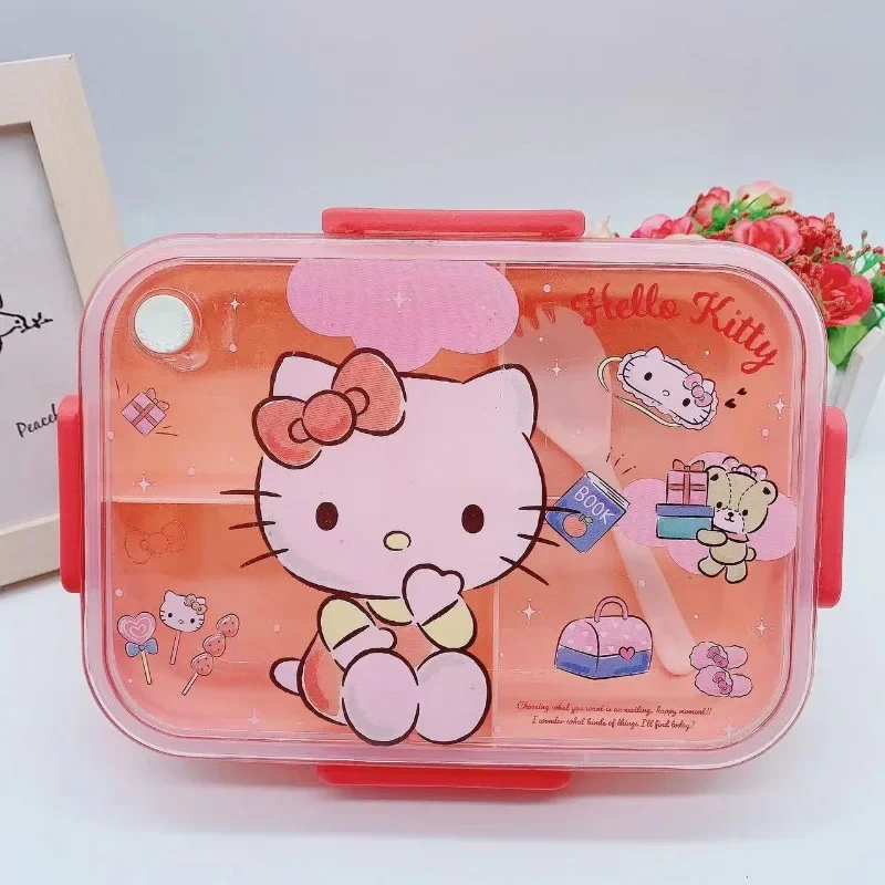 Sanrio  Hello Kitty Kawaii Cinnamoroll Separate Lunch Boxes Plastic Kuromi Melody Bento Box Fruit Salad Box Child Tableware