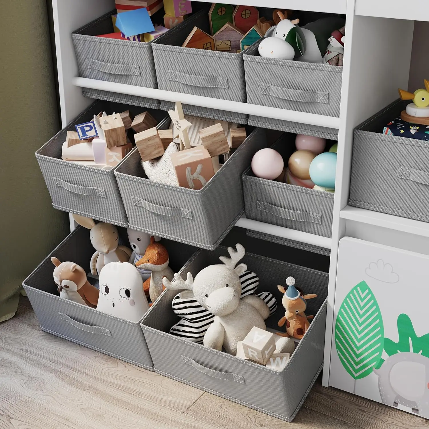 Toy Storage Organizer Estante, Móvel Peito para Sala de Jogos, Quarto, Berçário, Escola, 10 Caixas De Tecido