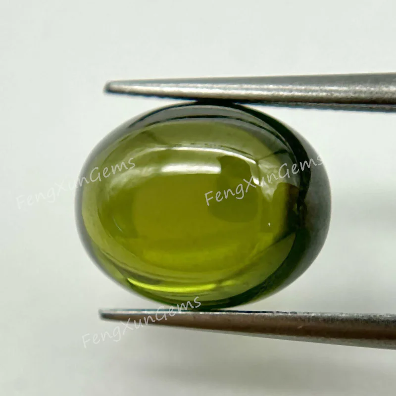 

Olive Green Cubic Zirconia Stone Oval Shape Cabochon Cut Flat Back Loose CZ Stone Synthetic Gems For Jewelry