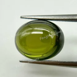 Olive Green Cubic Zirconia Stone Oval Shape Cabochon Cut Flat Back Loose CZ Stone Synthetic Gems For Jewelry