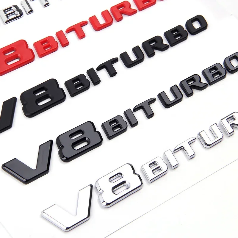 3D ABS Letters Car Stickers Fender Side V8 BITURBO Emblem Badge For Mercedes C63 G63 GLE63 S63 W222 W223 W205 W204 Accessories