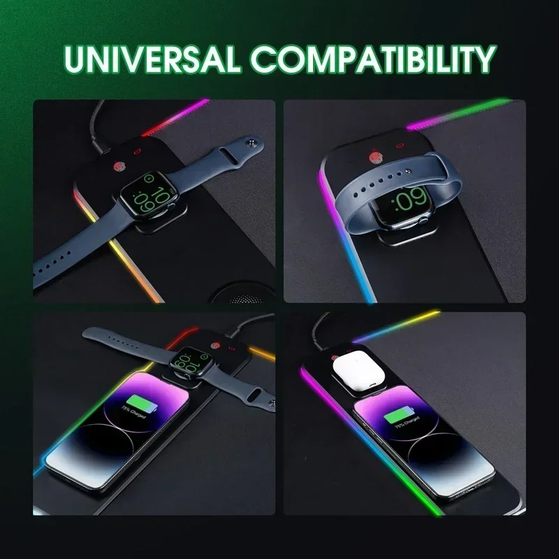 Wireless Charging RGB Luminous Mouse Pad Charger Phone Gaming Mousepad Desktop PC Laptop Computer Tablet Mouse Mat Desktop Pad
