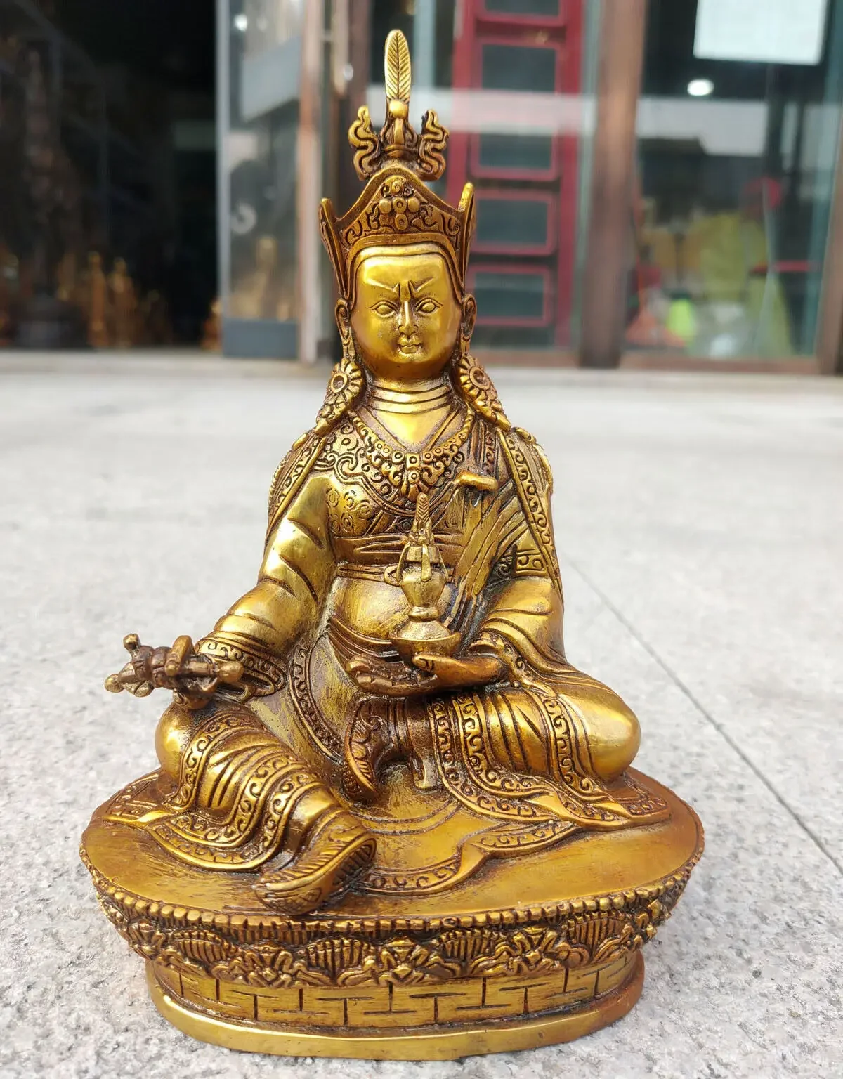 

8.2" Old Tibetan Buddhism Bronze gilt Guru Padmasambhava Rinpoche Buddha statues