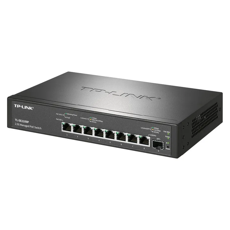محول TP-LINK 9-Port 2.5G PoE مع 8-2.5Gbps PoE @115W و1-10Gb SFP+ Uplink TL-SE2109P