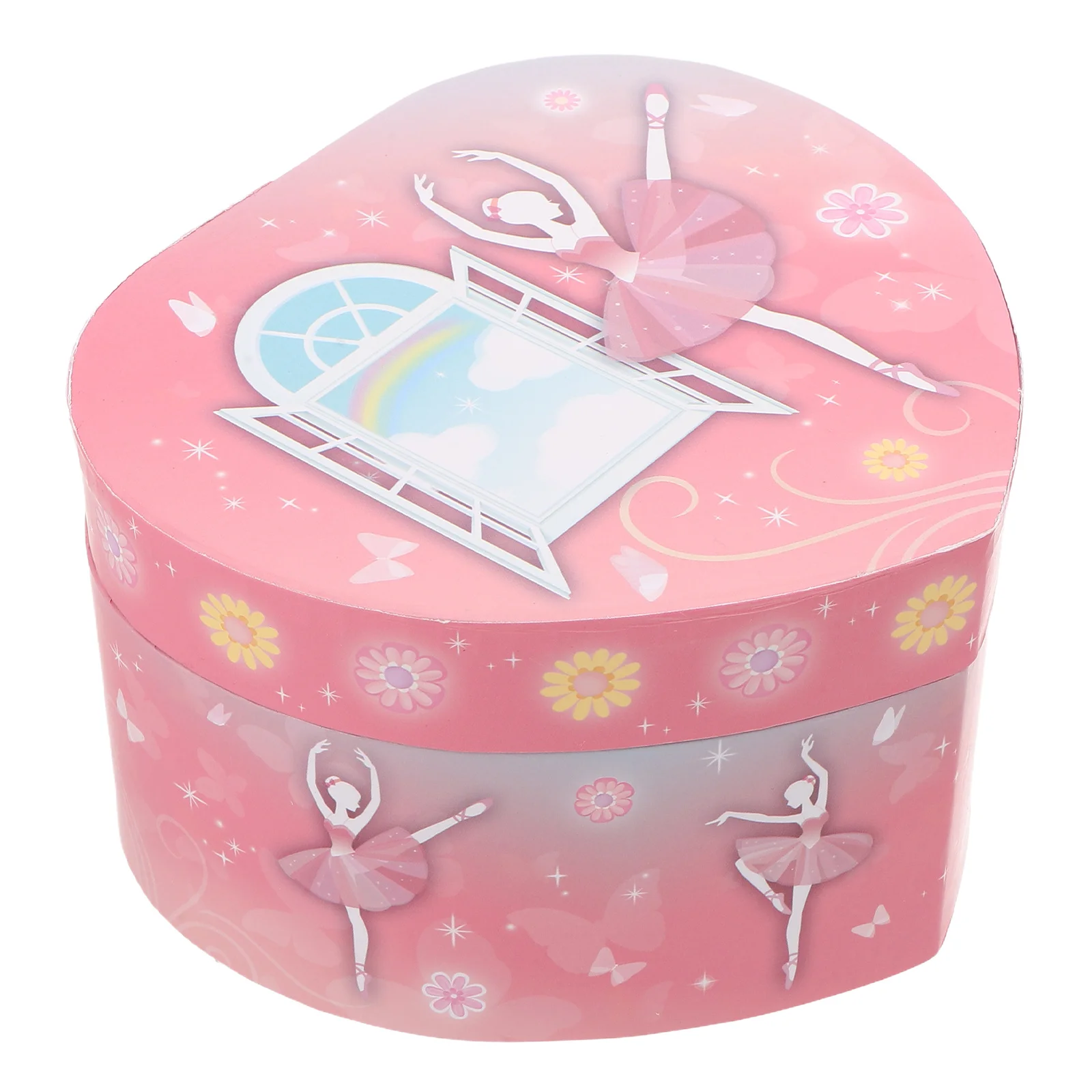 

Girls Jewelry Music Box Heart Shaped Ballet Themed Storage with Dancing Figure Tune Safe Smooth Edges Design