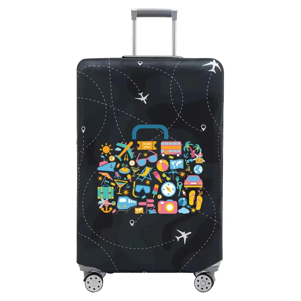 Luggage Cover Suitcase Elastic Fabric Protective Covers Baggage Case Cove for 18-28 Inch Suitcases Printnig Travel Series