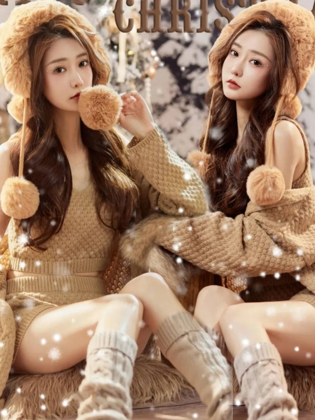 

Осенне-зимний коричневый свитер для рождественской фотосессии с зимним пейзажем, одежда для новогодних фотосессий в ленивом стиле, для студийной фотосъемки, художественных и личных портретов