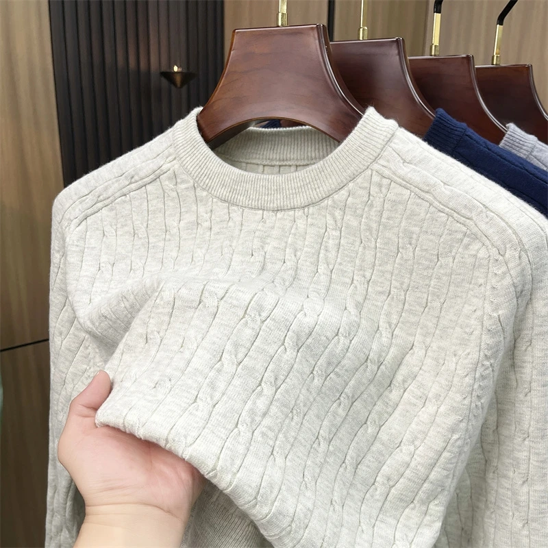 Sweaters Men's Autumn and Winter Trend Loose Bottoming with Knitwear Fried Dough Twists Lazy Style
