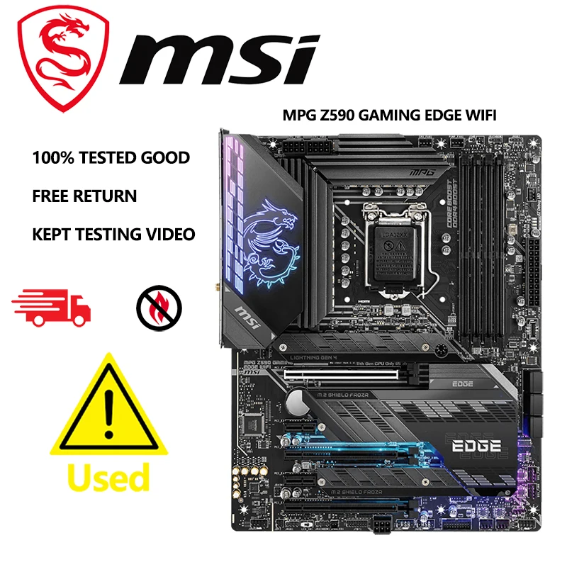 MSI MPG Z590M Gaming Edge WiFi Gaming Motherboard Micro-ATX,LGA 1200 DDR4, PCIe 4,Dual M.2 Wi-Fi 6E, DP/HDMI, Mystic Light RGB