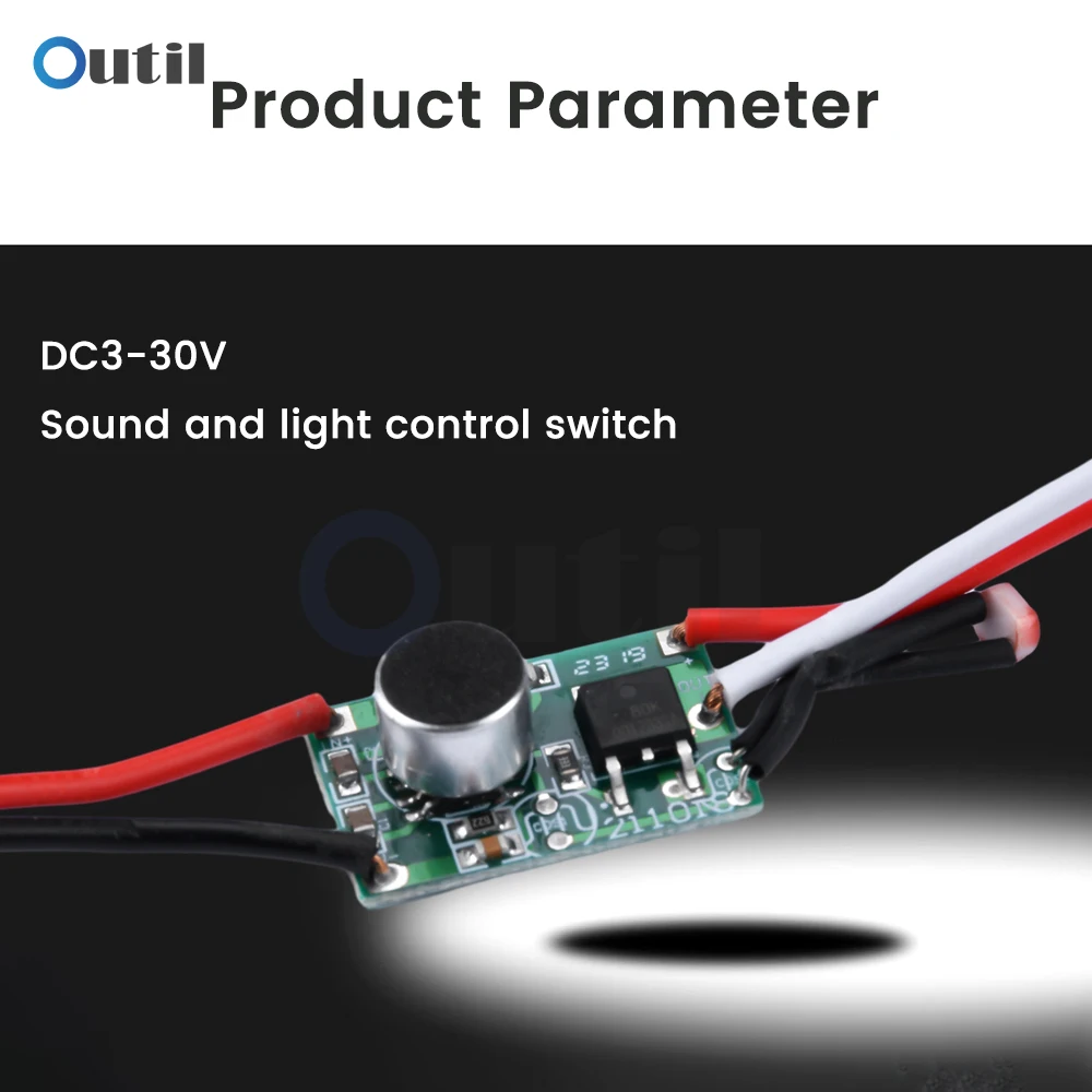 Low Voltage DC Sound Light Control Sensor DC 3V-30V LED Driver 5V 6V 12V 24V Photosensitive Voice Switch Module Circuit