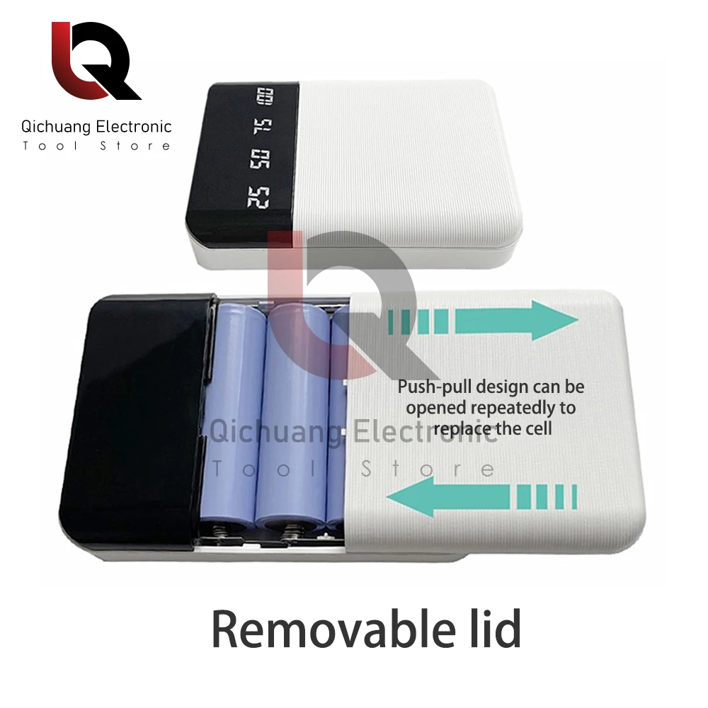 4*18650/18700/20700/21700 Obudowa baterii Power Bank Obudowa 4-gniazda Skrzynki do przechowywania baterii Uchwyt USB/Micro/TYPE-C/Dla iPhone