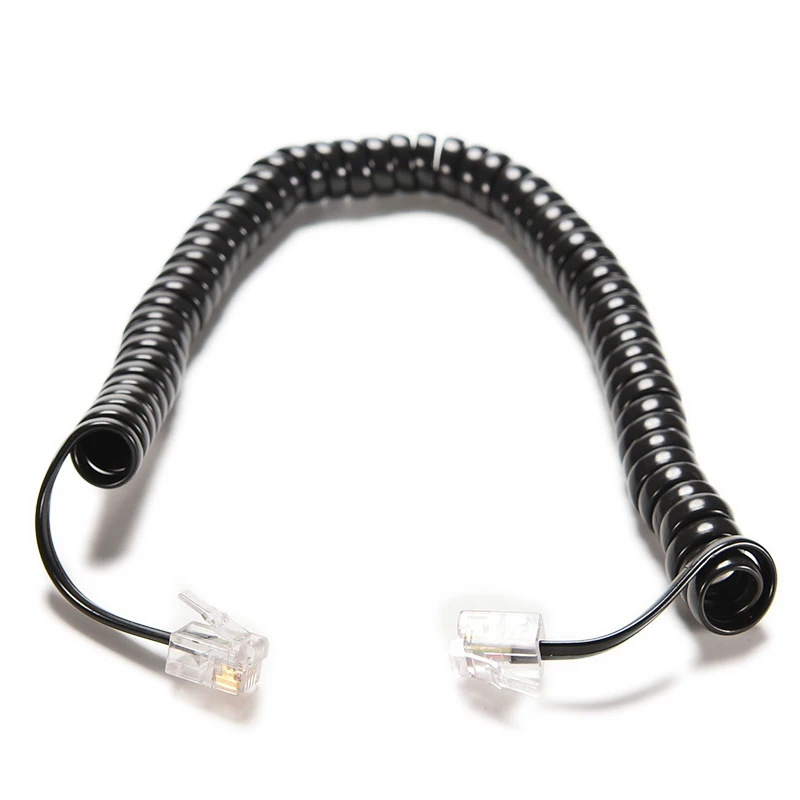 1PCS 6.5FT Black Telephone Handset Phone Extension Cord Curly Coil Line Cable Wire
