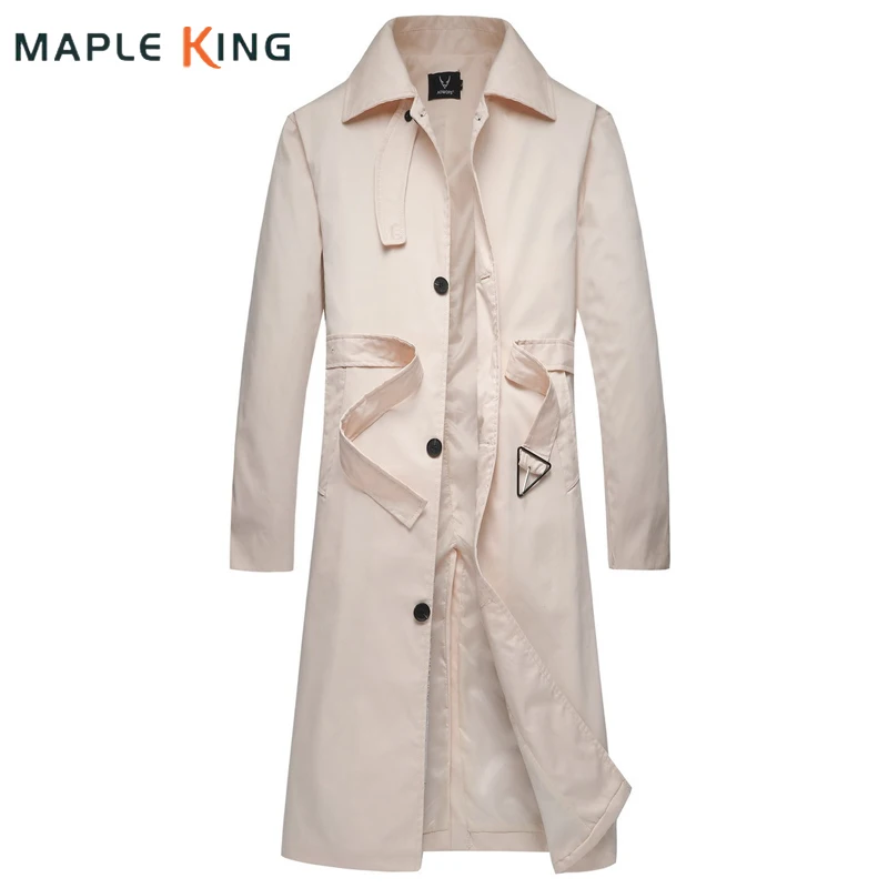 Long Trench Coat Men Luxury 2024 Autumn Winter Classic Solid Color Cotton Single Breasted Overcoat Gentleman Jacket Windbreaker