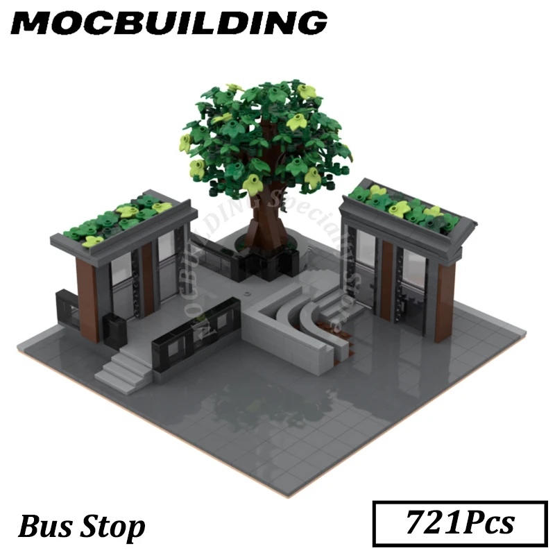 City Bus Town Vehicle School Bus Stop City Building Display MOC Building Blocks Brick Toys Construction Gift Christmas Present