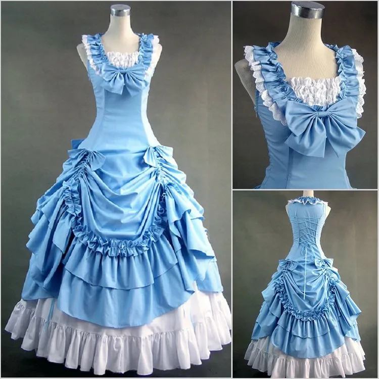 

women elegant Vintage victorian lolita dress Ladies evening party bandage slim Flounced long gothic dress lolita costume