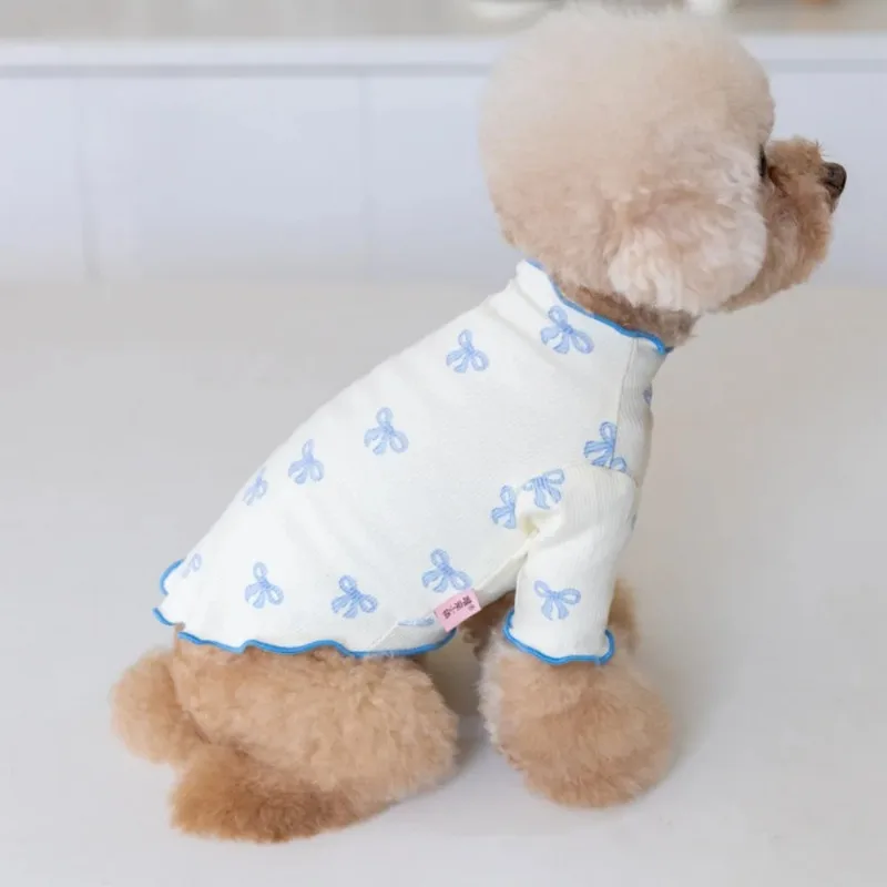 Pet Dog Bow Winter Bottom Shirt Pet Hoodie Coat Teddy Bichon Cat Pomerania Small Dog Puppy Clothes Dogs Sweater Winter Clothes