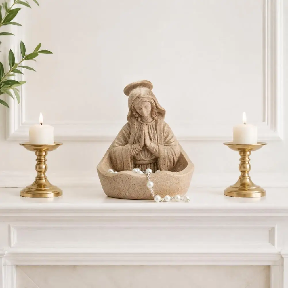 Rosary Holder for Prayer Lady of Grace Statue Mary Rosary Holder Blessed Mother Figurine Catholic Home Decor for Women for Women