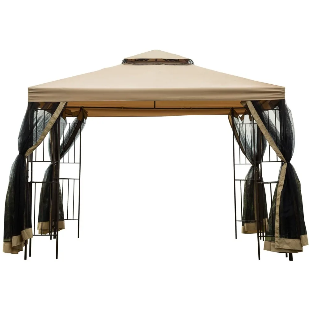 

Garden Gazebo 10' x 10' Patio Backyard Double Roof Vented Gazebo Canopy, Customized