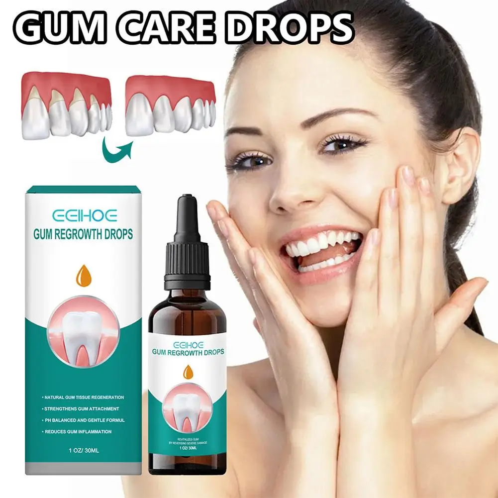 Produtos Liquid Gum Care para Higiene Oral, Goma Reparadora, Recrescimento, Gotas Naturais, Restauração de Goma, 30ml