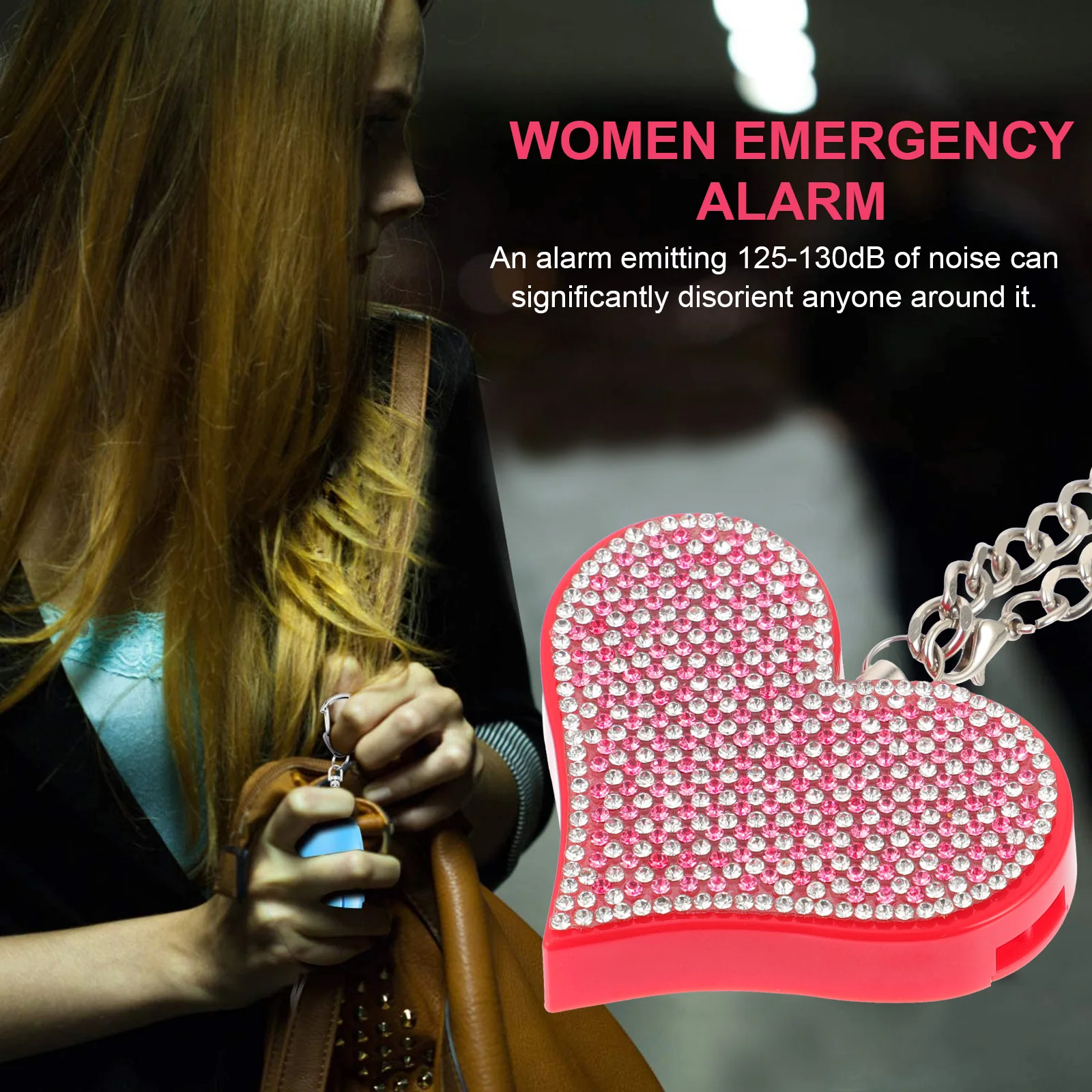 Portable Heart shape Alarm Keychain Red Personal Security Siren Safe Child Anti Wolf Loud Sound Compact Lightweight