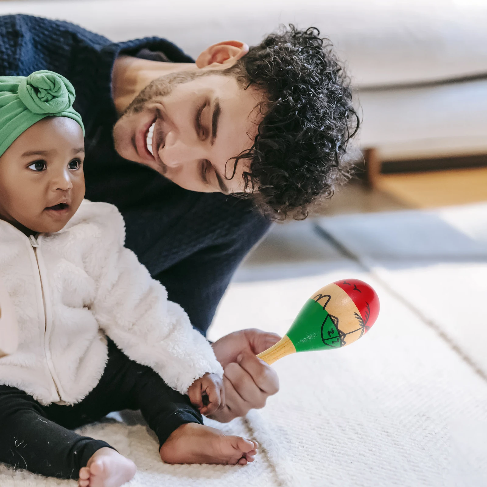 

2 Pcs Wooden Maraca Baby Girl Toys Maracas for Kid Musical Instrument Sand Goal Child Toddler