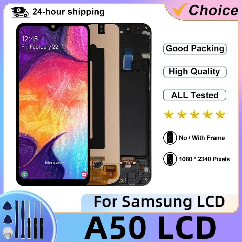 AMOLED A505F For Samsung Galaxy A50 LCD Display A505 Touch Screen Digitizer For SM-A505F A505FN A505GN LCD Replacement Parts