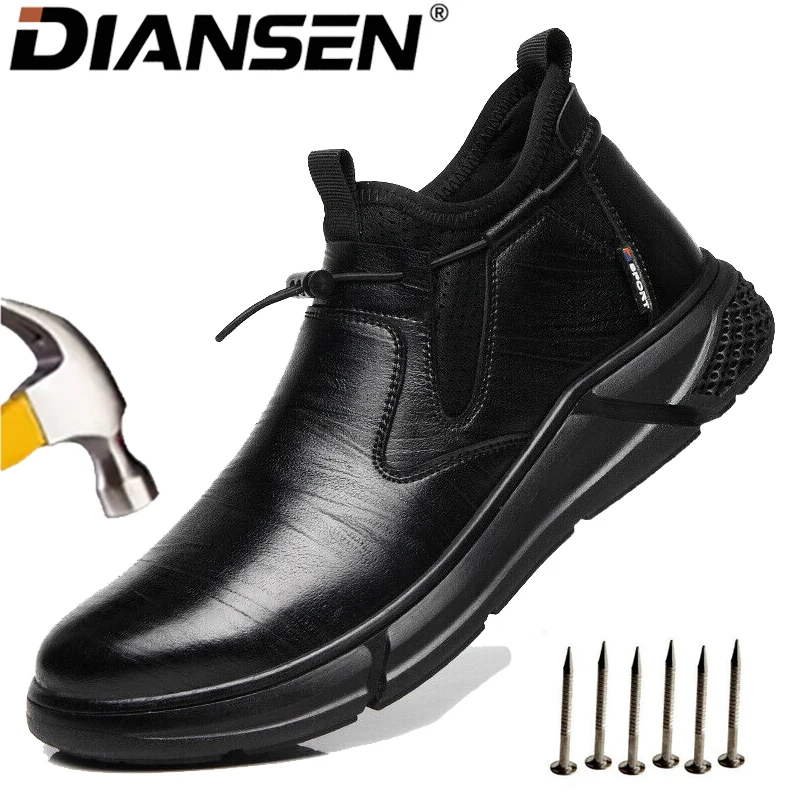 

Waterproof Boots Men's Safety Shoes Non Slip Anti-Puncture Anti-smash Steel Toe Work Boots for Forging Workshop Size 40-46