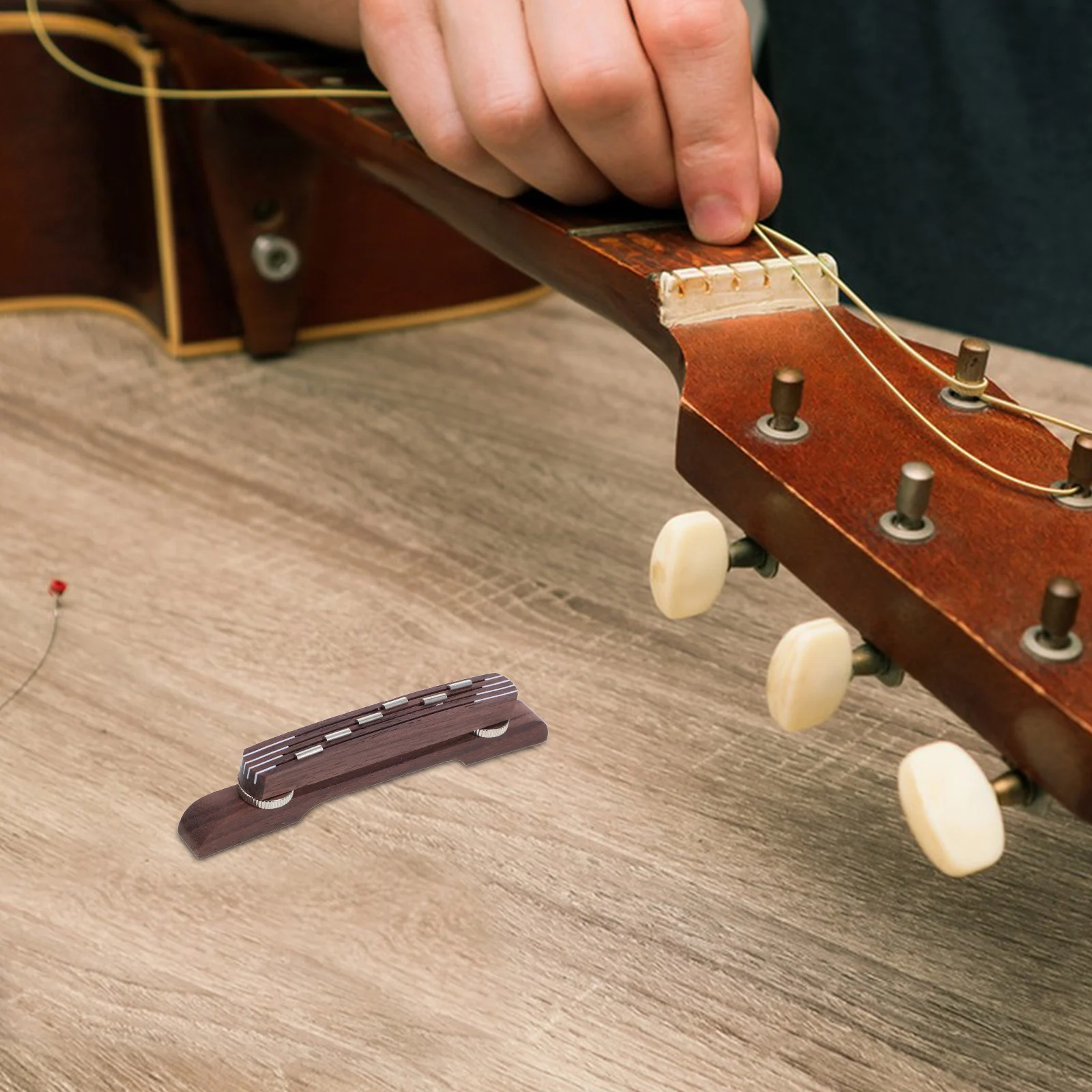 

Jazz Guitar Bridge Adjustable 0.83-1.02In For 6 String 12 String Violin Mandolin Lightweight Guitar Parts