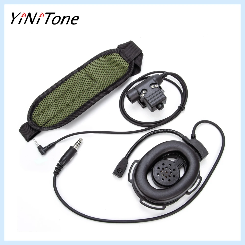 Black HD01 Bowman Elite II Ham Radio 7.1mm Headset Microphone with U94 PTT Adapter for VERTEX VX-5R VX-3R Retevis RT40 RB15 RB61