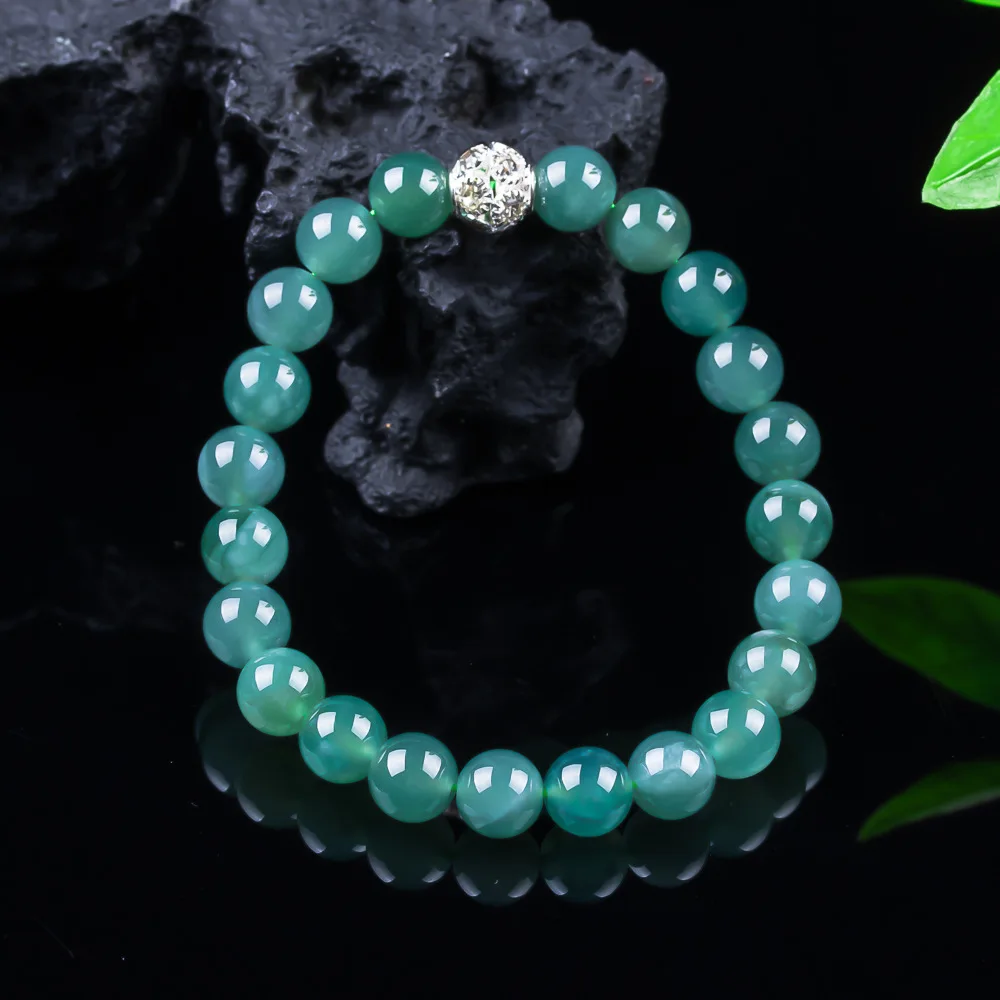 

New Natural Blue Water Jade 8mm Beads DIY Bracelet Carved Charm Jadeite Jewelry Real Fashion Amulet Charm Gifts for Men Women