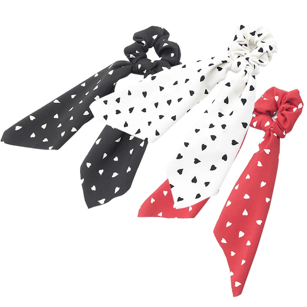 

3 шт., резинки для волос с сердечным узором, лента с бантом, эластичные резинки для волос, веревки для волос, женский держатель для хвоста для сценического выступления, вечеринки