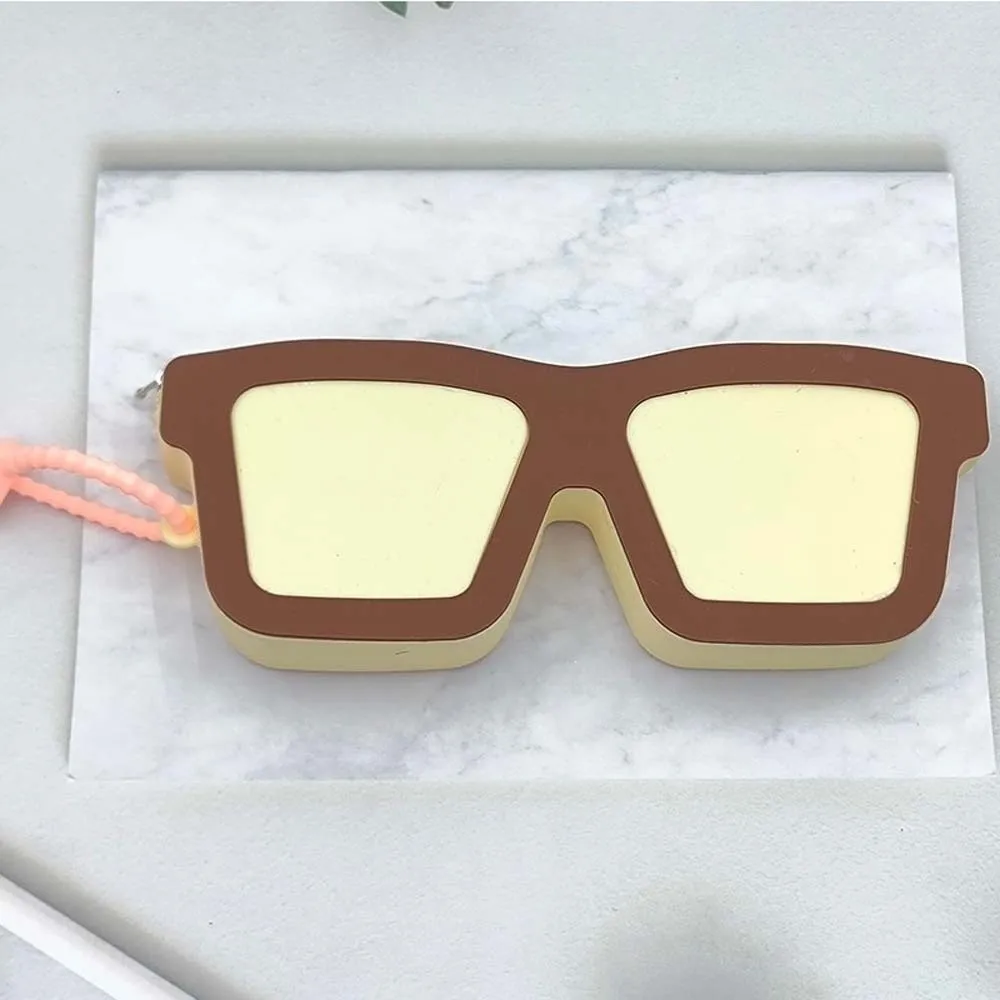 Vibrant Color Sunglasses Shaped Case Food Grade Shockproof Shell Dopamine Cosmetic Pouch Compact Size Waterproof