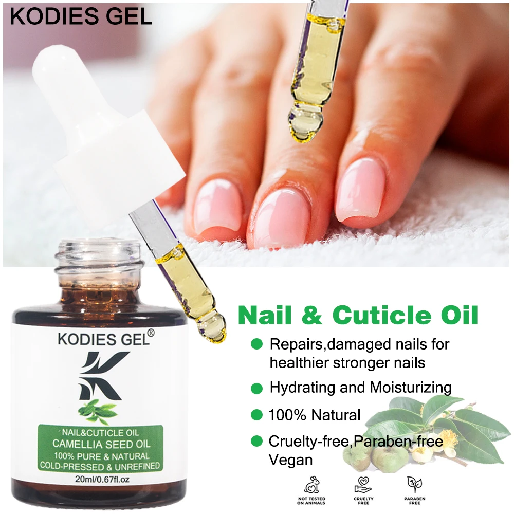 KODIES GEL Organic Cuticle Oil 20ML Nail Softener Repair Strengthener Oil Treatment for Damaged Nails Toe Care Manicure Supplies