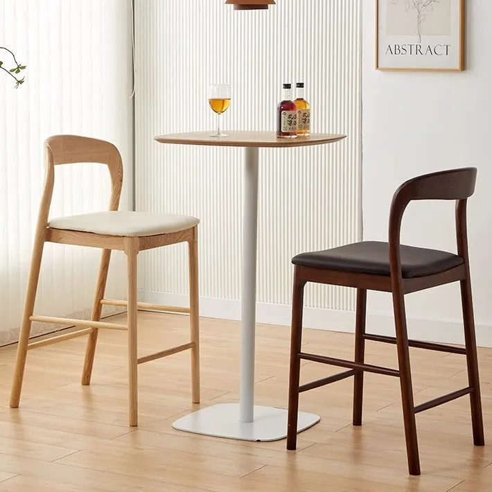 Nordic Ash Wood Solid Wood Home Bar Chair High Stool Modern Simple Front Desk Reception Back Chair Bar Chair