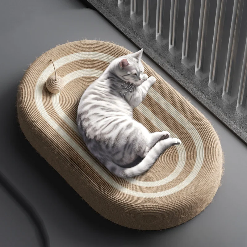 Universal Pet Sisal Cat Scratching Board Extra Large Oval Cat Nest Wear-resistant and Non-shedding Cat Scratching Basin Cat Toy