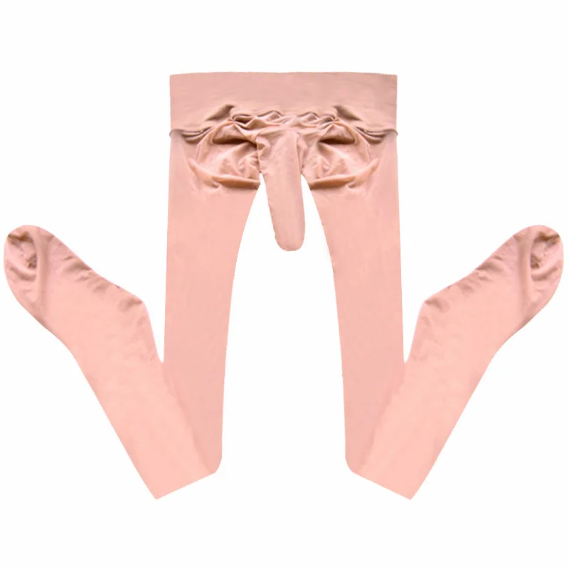 男性開閉ペニスシースストッキング光沢のある超薄型参照パンスト靴下シームレスタイツゲイボディソックスエロ