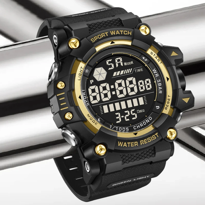 FOXBOX Fashion Silicone Watch For Men Outdoor Sports Military Digital Wristwatch Men Clock Waterproof LED Quartz Men's Watches