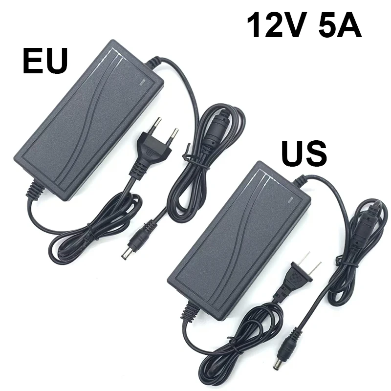 

Адаптер питания 12 В, 5 А, 5000 мА, 100 В-240 В, 60 Вт, преобразователь переменного тока постоянного тока, 12 В, 5 А, 2,1 мм * 5,5 мм, адаптер питания постоянного тока для видеонаблюдения, Wi-Fi