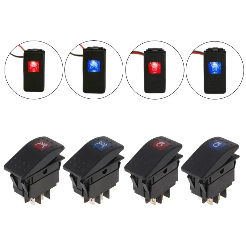 

R9CC Rocker Toggle Switch панель для автомобиля RV Truck Ship Electronic Power Button 12V 20a Blue/Green Led 4 Pin