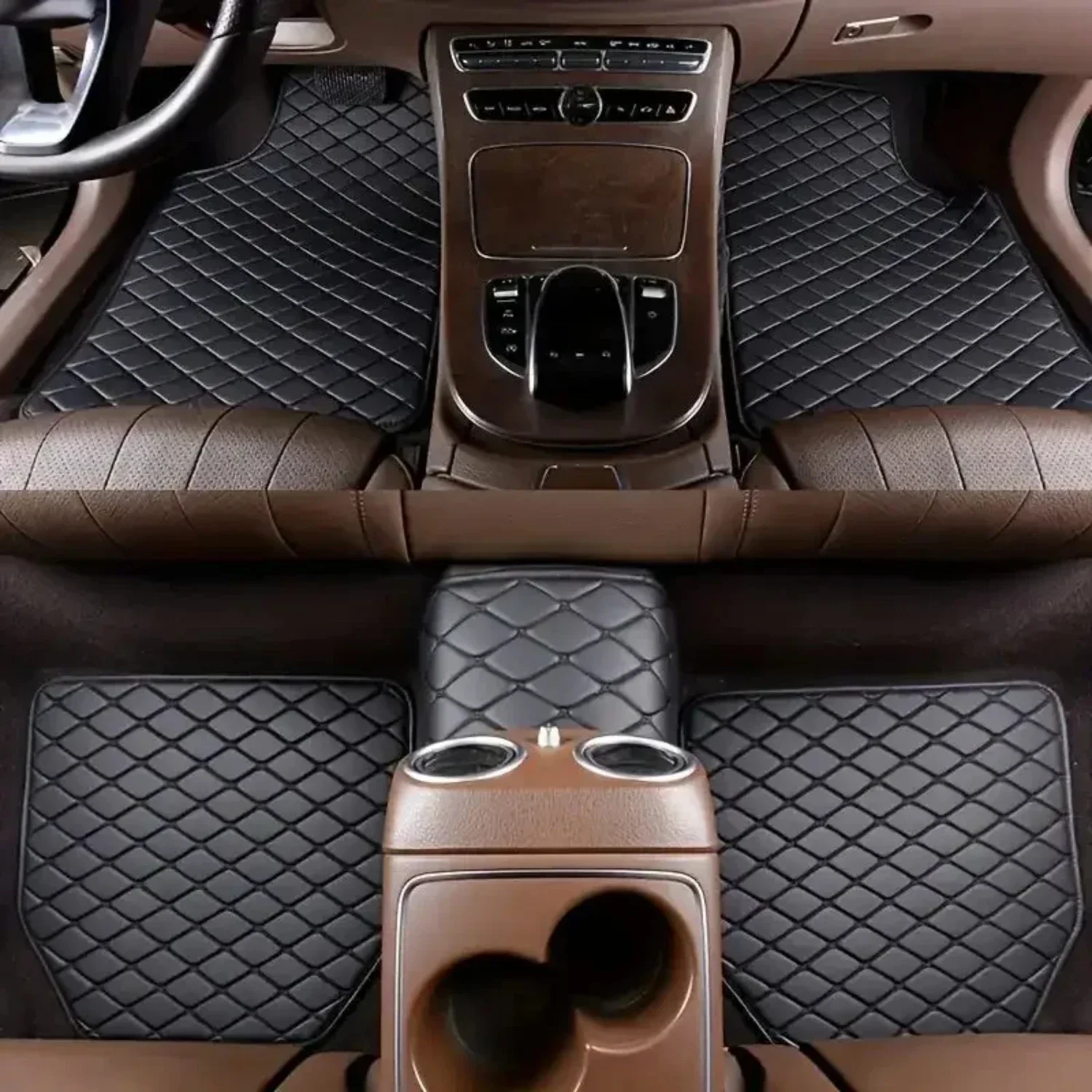 Enhance Your Drive with Stylish, Waterproof, and Durable Black Leather Car Floor Mats - Elevate Your Vehicle Experience and Upgr