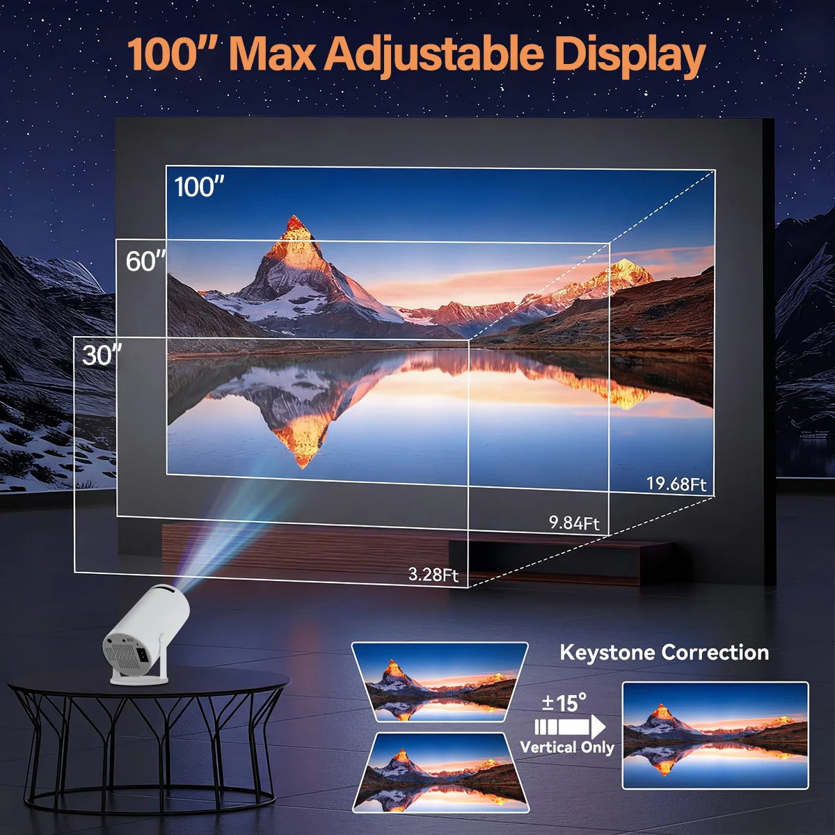Portable Mini Projector Native 720P Support 4K 1080P Full HD Projection Big Screen WiFi For Home Theater Android Smart Projector