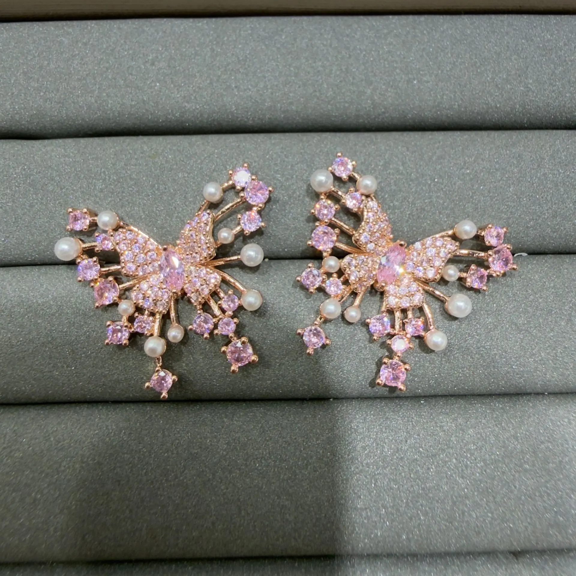 

cubic zirconia Butterfly Stud Earrings for women Sparkly Jewelry for girl Party Evening Daily Wear cute gift