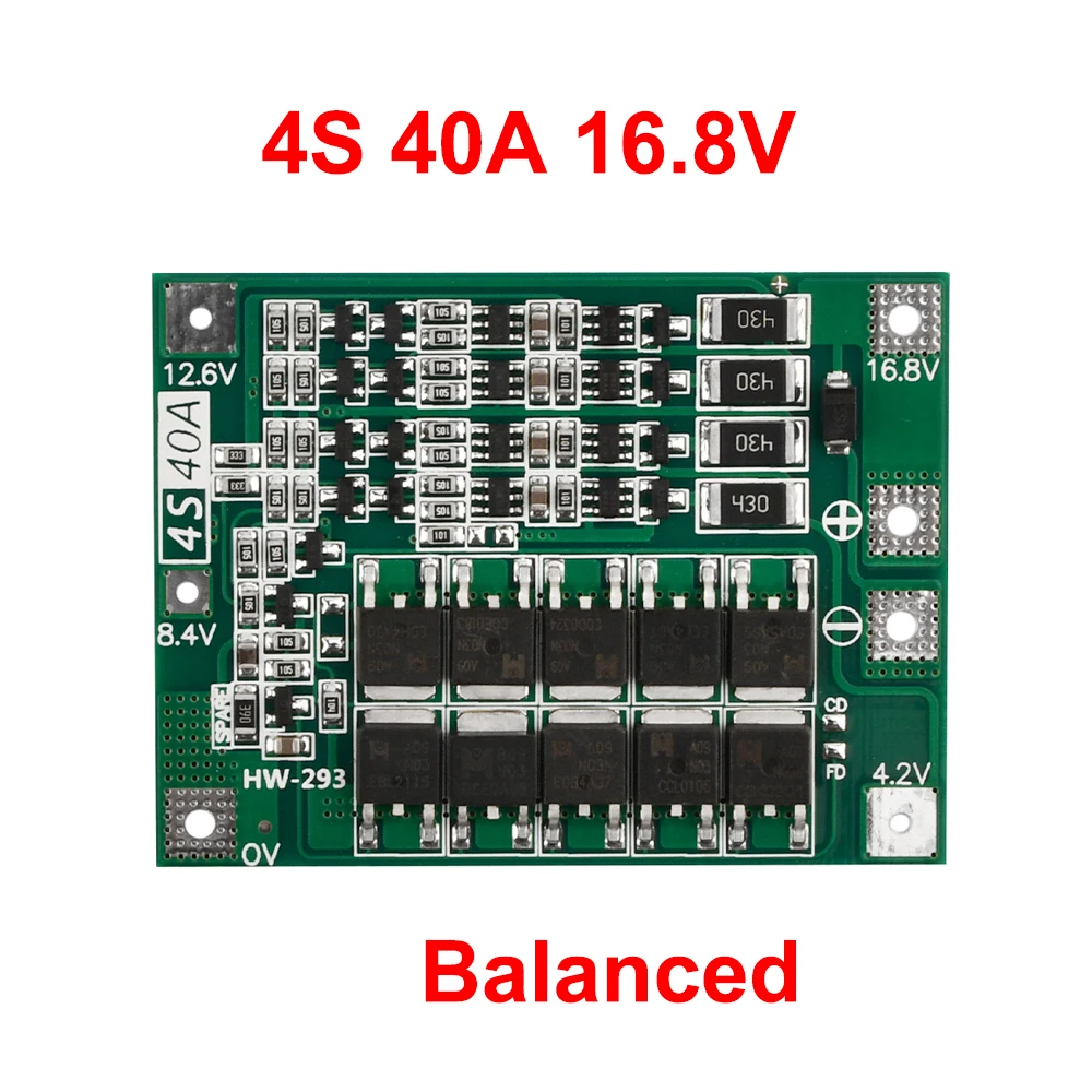 4S 40A Li-ion Lithium Battery Charger Protection Board 18650 BMS For Drill Motor 16.8V wiht Balance