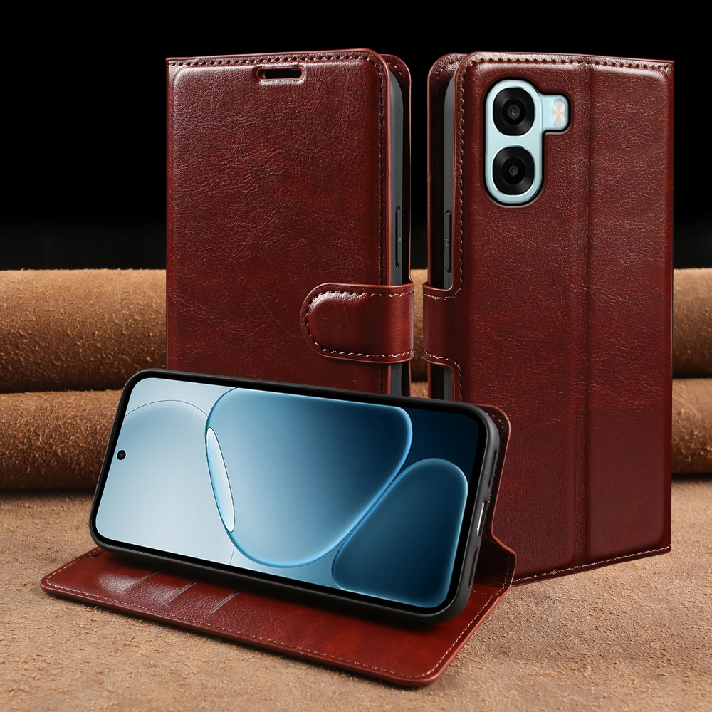 

Premium Crazy Horse Leather Flip Case For OPPO A6X A6T F31 A6 Pro Reno 15 F FS Find X9 A98 A78 A58 A38 A79 A5X Phone Case Cover